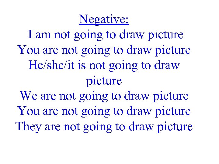 Negative: I am not going to draw picture You are not going to draw