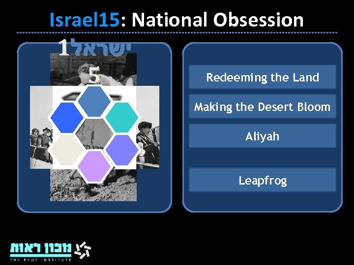 Israel 15: National Obsession 1 ישראל 5 Redeeming the Land Making the Desert Bloom