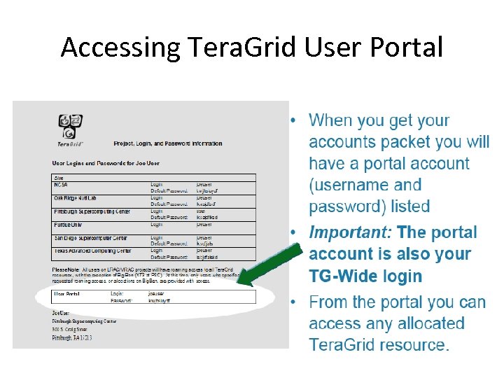 Accessing Tera. Grid User Portal 