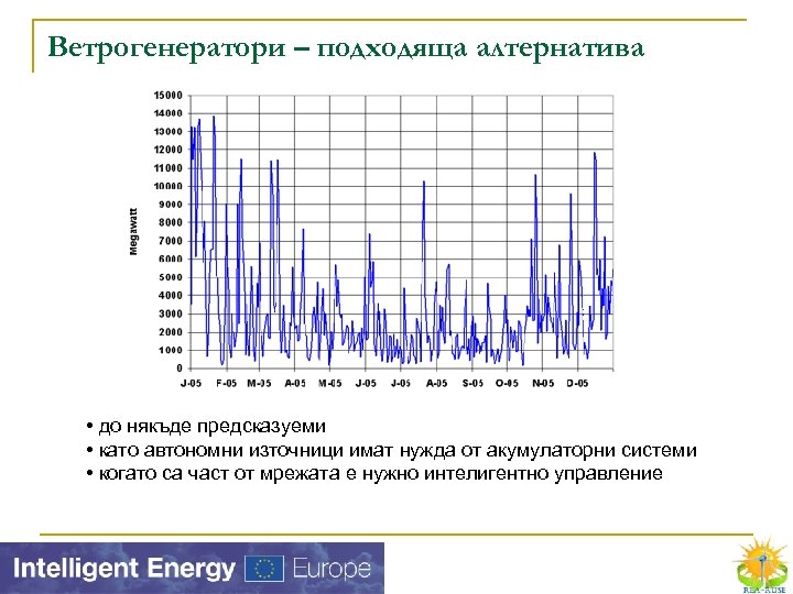 Ветрогенератори – подходяща алтернатива • до някъде предсказуеми • като автономни източници имат нужда