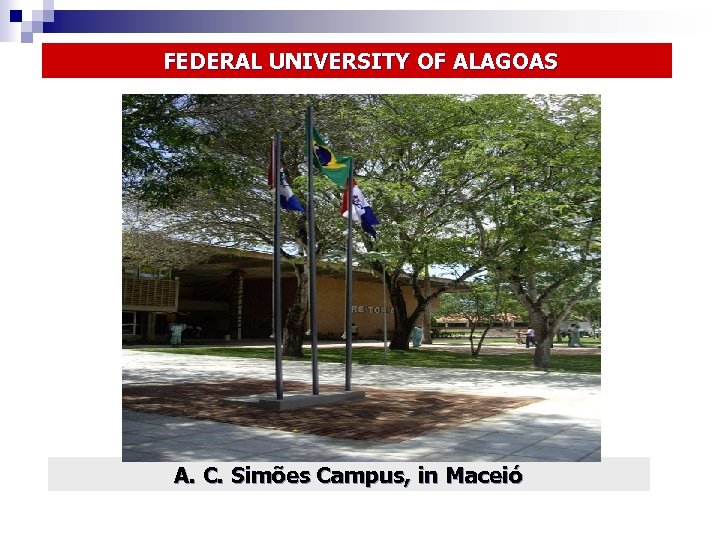  FEDERAL UNIVERSITY OF ALAGOAS A. C. Simões Campus, in Maceió 