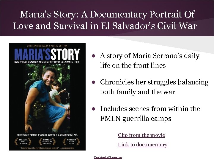 Maria's Story: A Documentary Portrait Of Love and Survival in El Salvador's Civil War