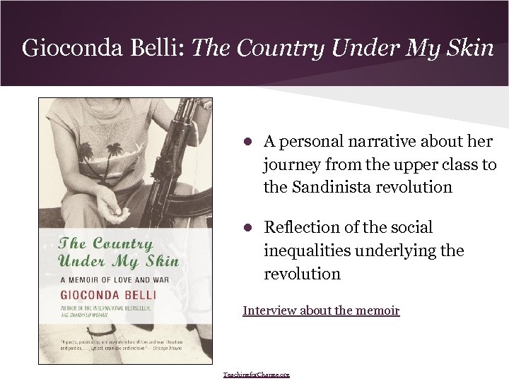 Gioconda Belli: The Country Under My Skin ● A personal narrative about her journey
