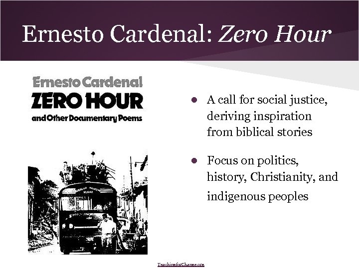 Ernesto Cardenal: Zero Hour ● A call for social justice, deriving inspiration from biblical