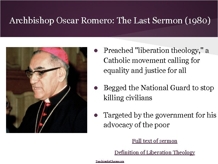 Archbishop Oscar Romero: The Last Sermon (1980) ● Preached 