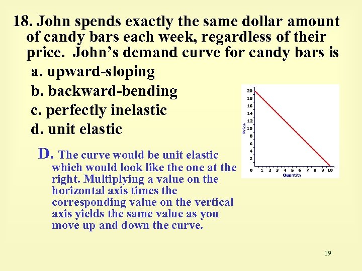 18. John spends exactly the same dollar amount of candy bars each week, regardless