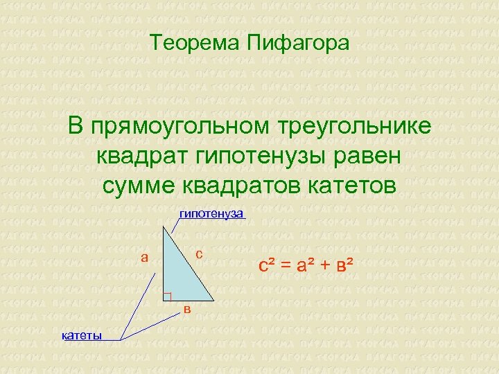 Используя данные указанные на рисунке найдите гипотенузу прямоугольного треугольника