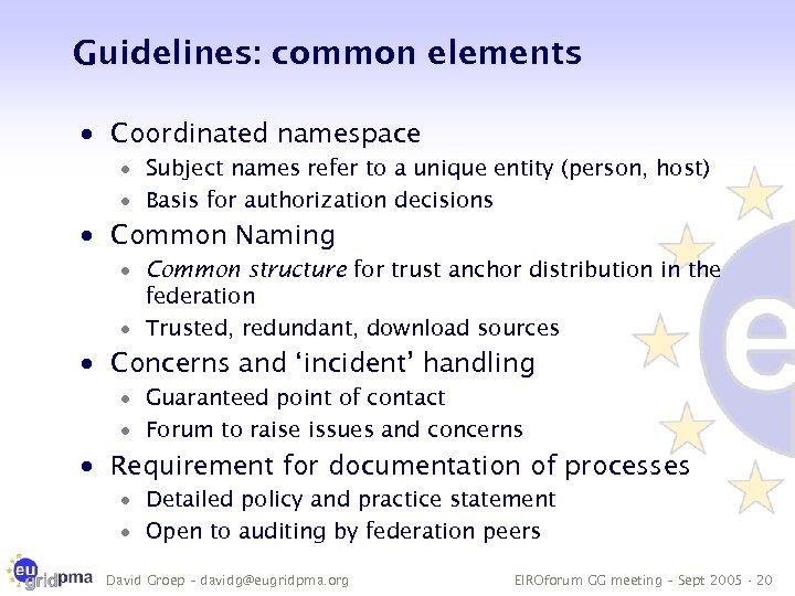 Guidelines: common elements · Coordinated namespace · Subject names refer to a unique entity