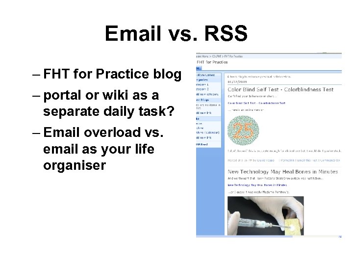 Email vs. RSS – FHT for Practice blog – portal or wiki as a