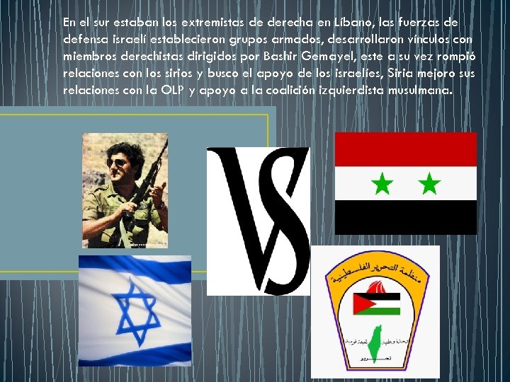 En el sur estaban los extremistas de derecha en Líbano, las fuerzas de defensa