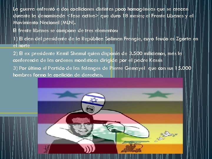 La guerra enfrentó a dos coaliciones distintas poco homogéneas que se atacan durante la