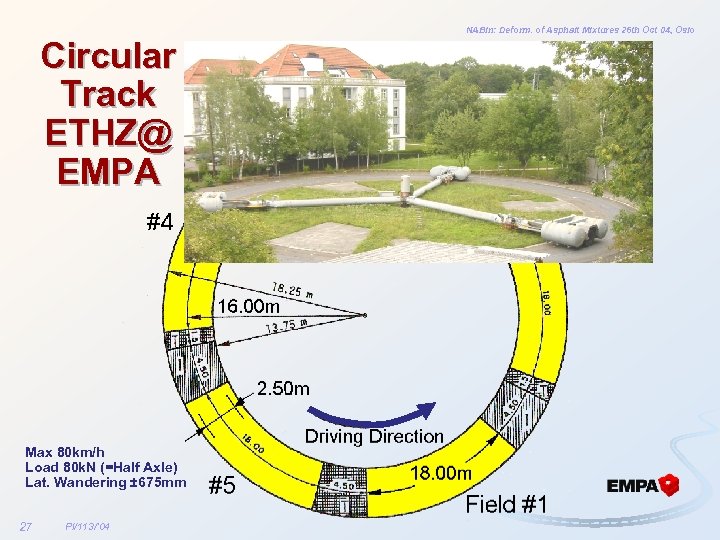 NABin: Deform. of Asphalt Mixtures 26 th Oct 04, Oslo Circular Track ETHZ@ EMPA