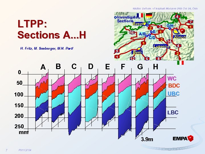 NABin: Deform. of Asphalt Mixtures 26 th Oct 04, Oslo Investigated Sections Basel LTPP: