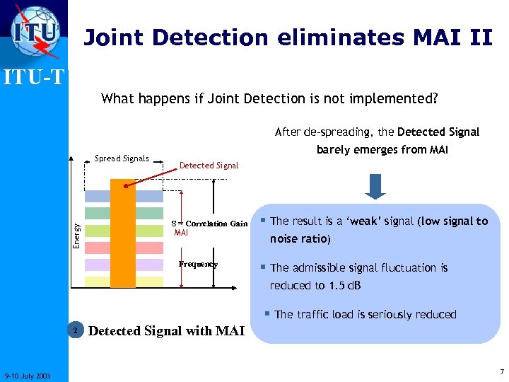 Joint Detection eliminates MAI II ITU-T What happens if Joint Detection is not implemented?