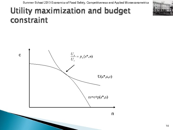 Summer School 2013 Economics of Food Safety, Competitiveness and Applied Microeconometrics Utility maximization and