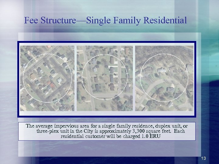 Fee Structure—Single Family Residential The average impervious area for a single family residence, duplex