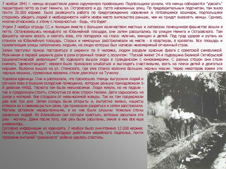 7 ноября 1941 г. немцы осуществили давно задуманную провокацию. Подпольщики узнали, что немцы собираются