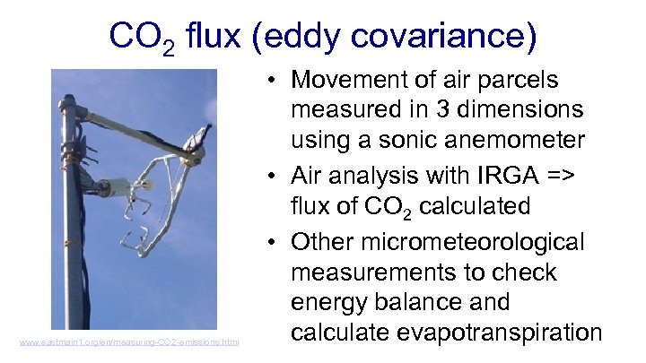 CO 2 flux (eddy covariance) www. eastmain 1. org/en/measuring-CO 2 -emissions. html • Movement