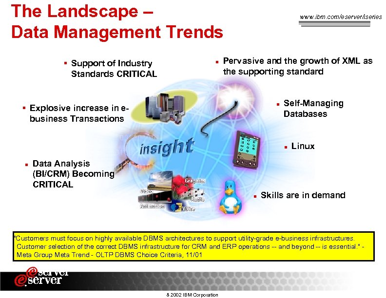 The Landscape – Data Management Trends § Support of Industry Standards CRITICAL n www.