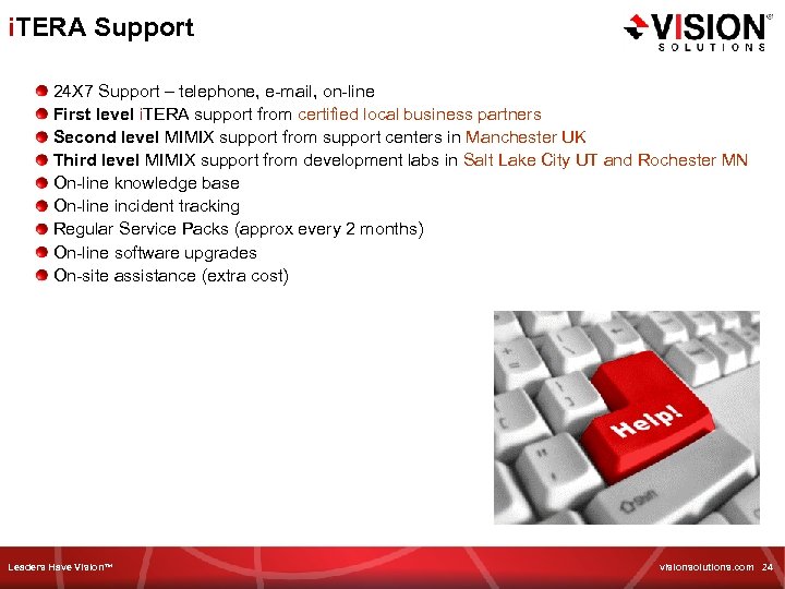 i. TERA Support 24 X 7 Support – telephone, e-mail, on-line First level i.