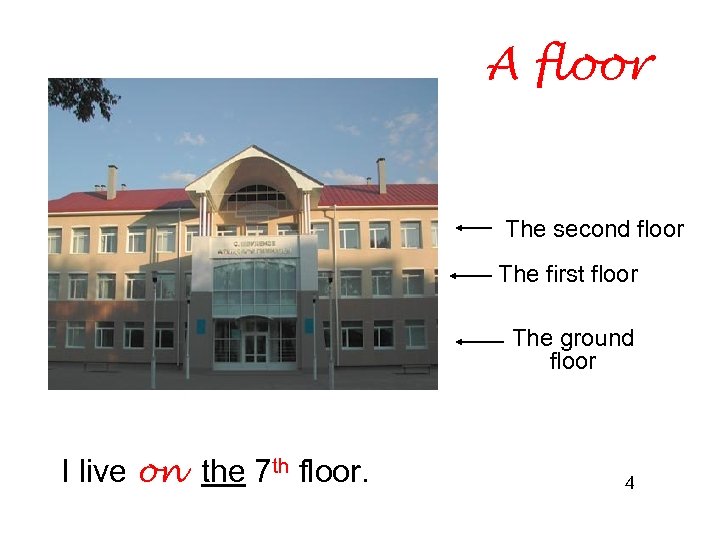 A floor The second floor The first floor The ground floor I live on