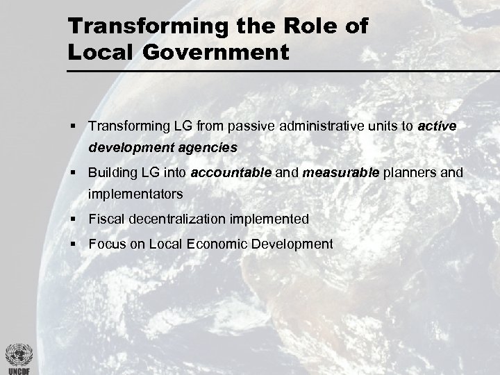 Transforming the Role of Local Government § Transforming LG from passive administrative units to