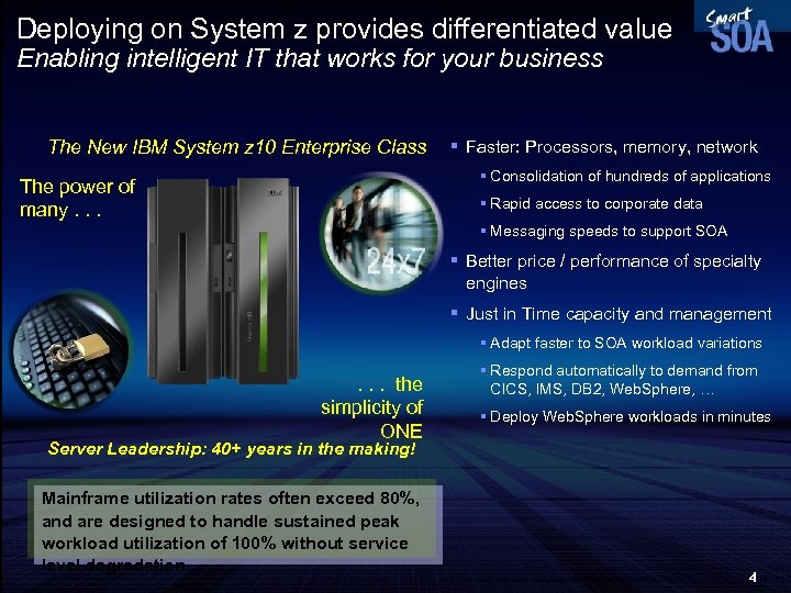 Deploying on System z provides differentiated value Enabling intelligent IT that works for your
