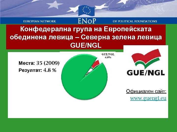 Конфедерална група на Европейската обединена левица – Северна зелена левица GUE/NGL Места: 35 (2009)