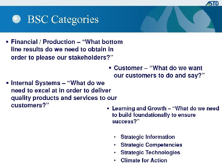 BSC Categories 