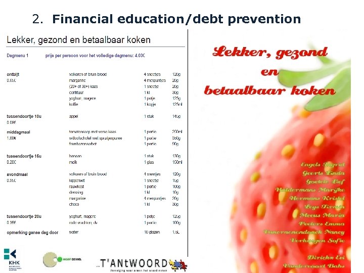 2. Financial education/debt prevention 