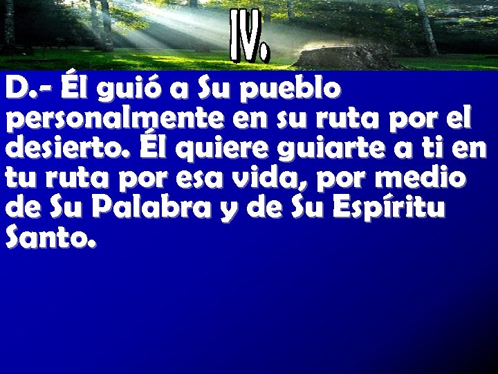 D. - Él guió a Su pueblo personalmente en su ruta por el desierto.
