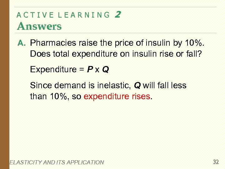 ACTIVE LEARNING Answers 2 A. Pharmacies raise the price of insulin by 10%. Does