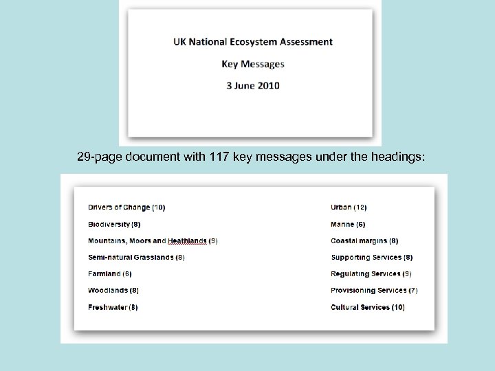 29 -page document with 117 key messages under the headings: 