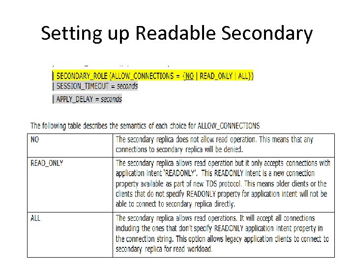 Setting up Readable Secondary 