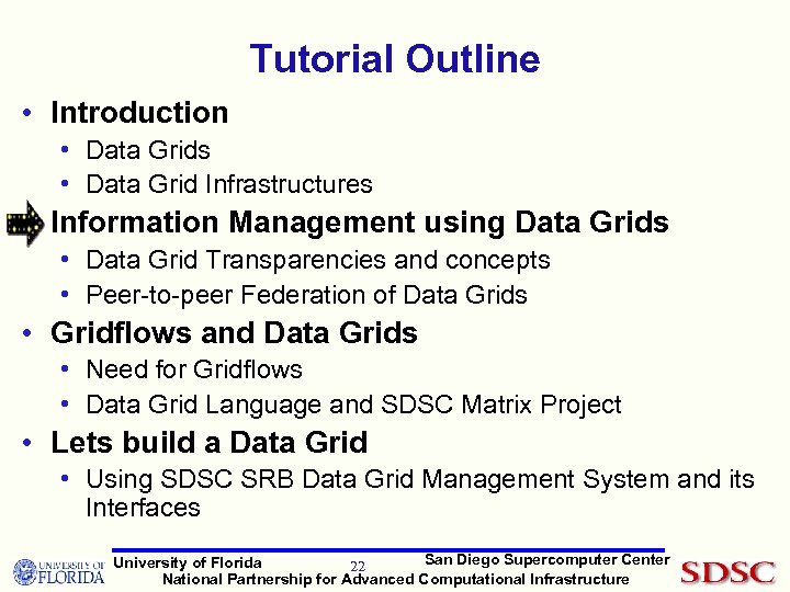 Tutorial Outline • Introduction • Data Grids • Data Grid Infrastructures • Information Management