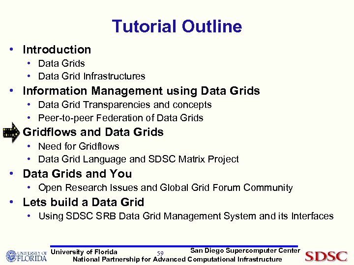 Tutorial Outline • Introduction • Data Grids • Data Grid Infrastructures • Information Management