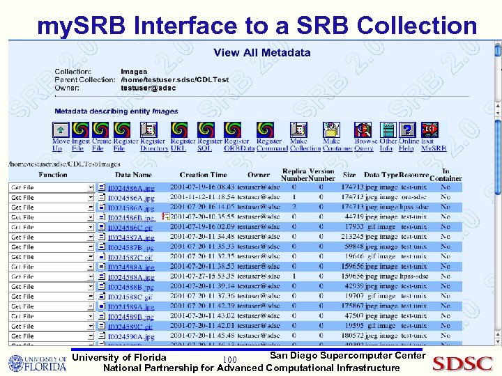 my. SRB Interface to a SRB Collection San Diego Supercomputer Center University of Florida