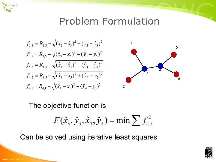 Problem Formulation 1 5 3 4 6 2 The objective function is Can be