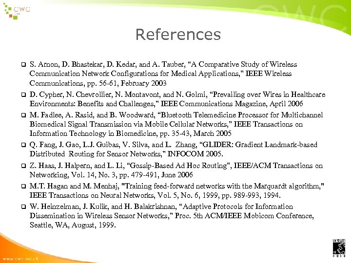 References q q q q S. Arnon, D. Bhastekar, D. Kedar, and A. Tauber,