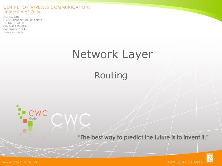 Network Layer Routing 