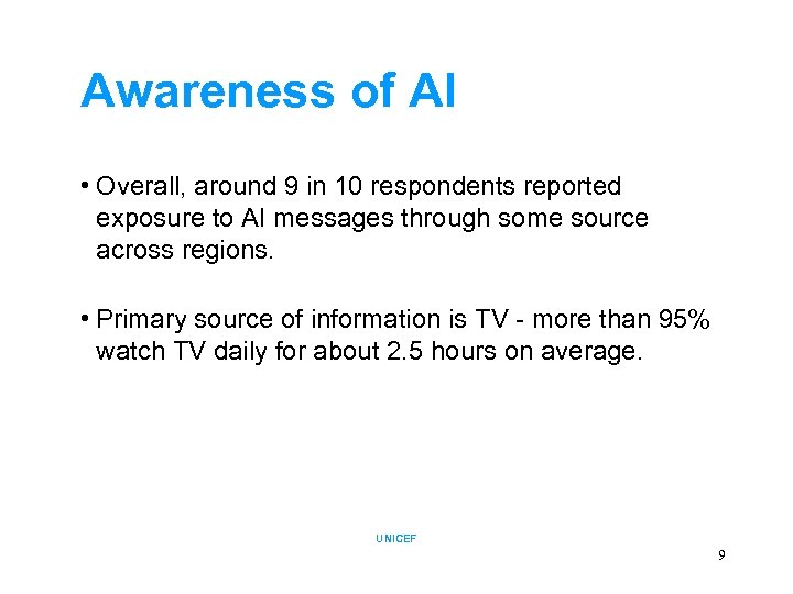 Awareness of AI • Overall, around 9 in 10 respondents reported exposure to AI