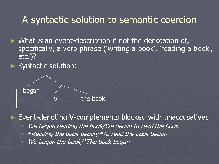 A syntactic solution to semantic coercion What is an event-description if not the denotation