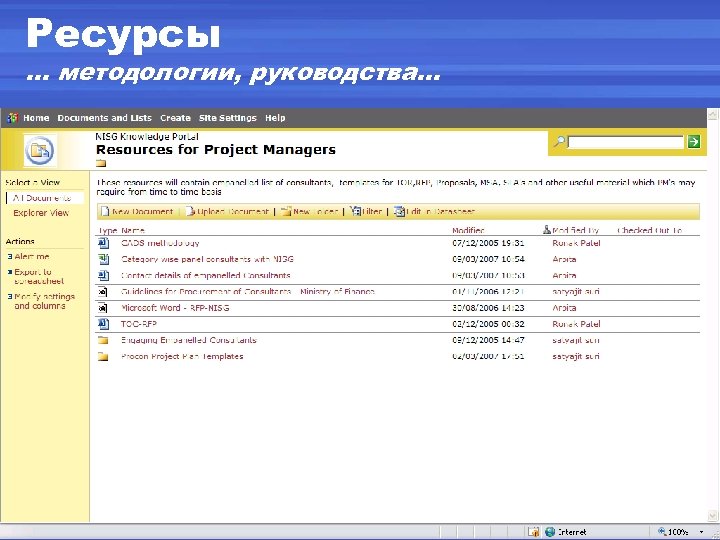 Ресурсы . . . методологии, руководства… 