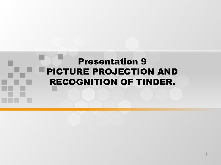 Presentation 9 PICTURE PROJECTION AND RECOGNITION OF TINDER. 1 