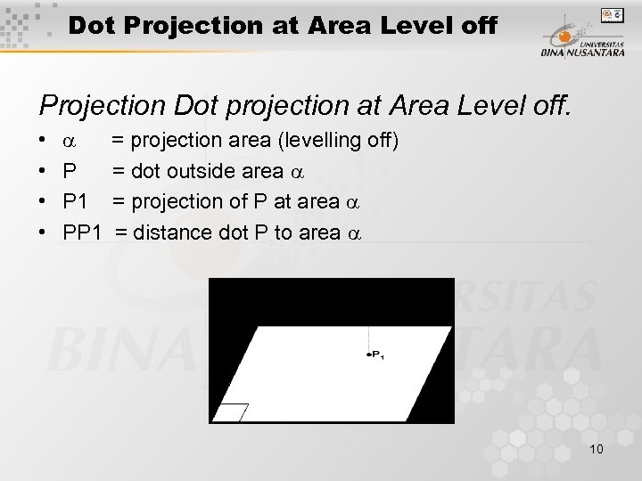 Dot Projection at Area Level off Projection Dot projection at Area Level off. •