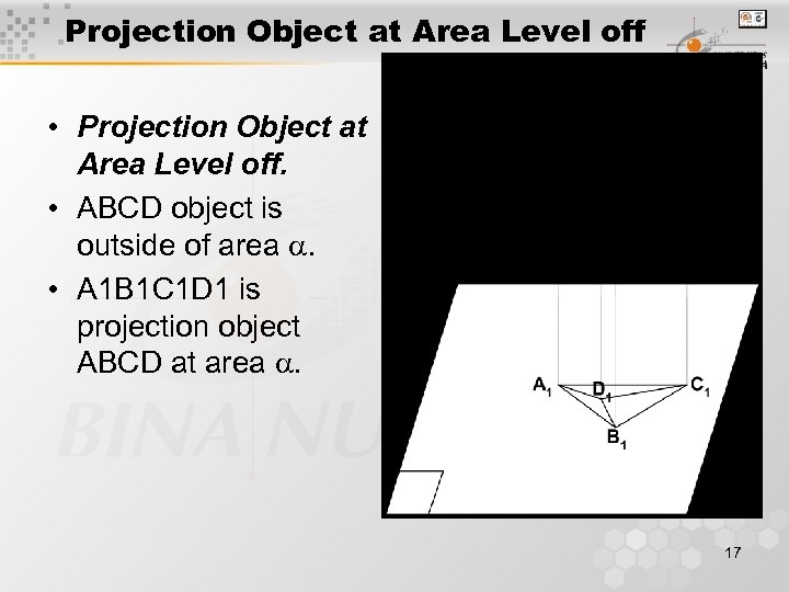 Projection Object at Area Level off • Projection Object at Area Level off. •