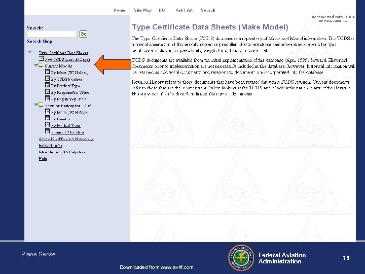 TYPE DESIGN DATA SHEETS Plane Sense Downloaded from www. avhf. com Federal Aviation Administration