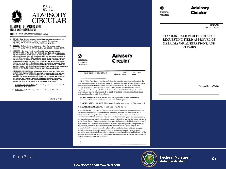 Plane Sense Downloaded from www. avhf. com Federal Aviation Administration 61 