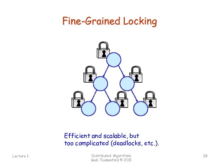 Fine-Grained Locking Efficient and scalable, but too complicated (deadlocks, etc. ). Lecture 1 Distributed
