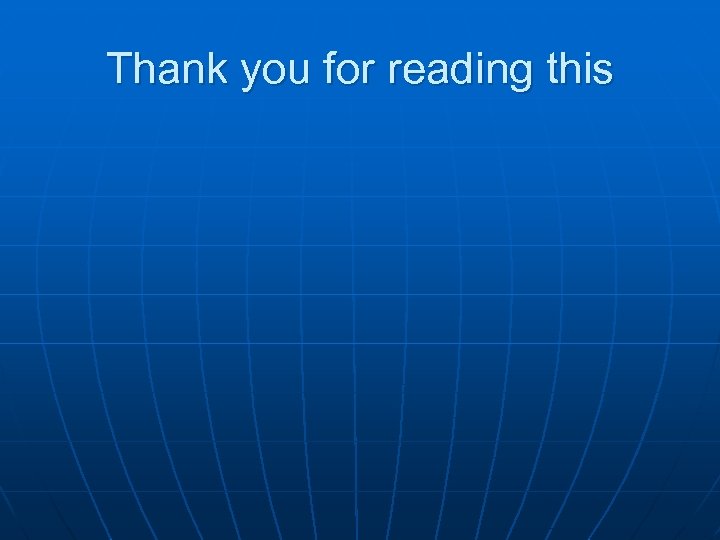 Thank you for reading this 